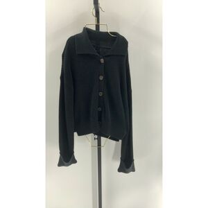Quince Black Button-Up Sweater